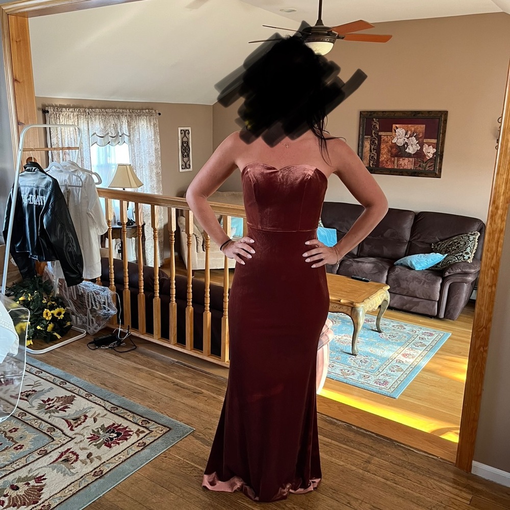 Terracotta velvet gown